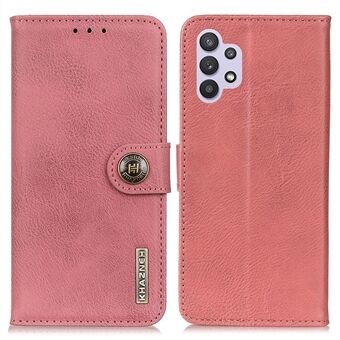 Stand TPU + PU nahkainen lompakkoteline Puhelinkuori Samsung Galaxy A32 5G/M32 5G -vaaleanpunaiselle