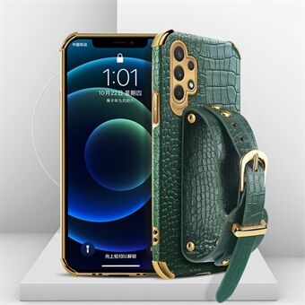 Rannehihnasuunnittelu 6D galvanoitu krokotiilirakenne PU-nahkainen TPU-puhelimen takakansi Samsung Galaxy A32 5G: lle