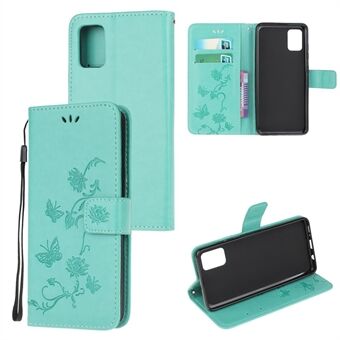 Imprint Butterfly Flowers nahkainen lompakkopuhelimen suojakuori Samsung Galaxy A52 4G/5G / A52s 5G