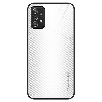 Scratch puhelimen suojus Samsung Galaxy A52 4G / 5G / A52s 5G:lle, hiilikuitukuvioinen karkaistu lasi puhelinkuori pehmeällä TPU-kehyksellä