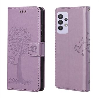 Owl Pattern Printing Design Nahkainen lompakkopuhelimen suojakuori Samsung Galaxy A32 4G:lle (EU-versio)