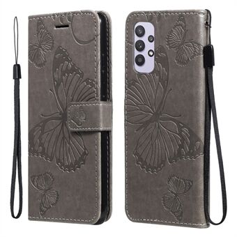 KT Imprinting Flower Series-2 Imprint Butterfly Wallet Nahkainen puhelinkotelo Samsung Galaxy A32 4G:lle