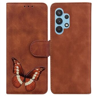 Big Butterfly Printing Skin-touch PU-nahkainen putoamisen estävä puhelintelineen Stand Samsung Galaxy A32 4G:lle (EU-versio)
