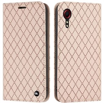 RFID- Rhombus suojakuori Samsung Galaxy Xcover 5 -puhelimelle, rombinen kohokuviointi litsi- Stand PU-nahkainen kuori, lompakko-puhelinkotelo