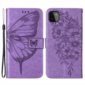 Samsung Galaxy A22 5G (EU-versio) Imprint Butterfly Stand lompakkokotelo