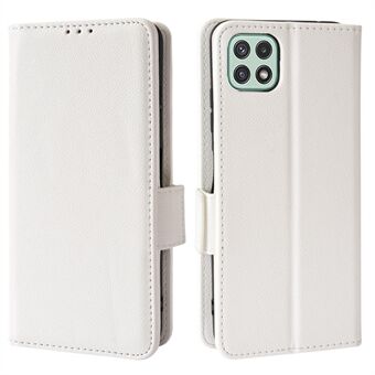 Iskunkestävä Litchi Texture PU-nahkainen puhelimen kansi + TPU-kotelon lompakkokotelo vaakatasossa Stand Samsung Galaxy A22 5G:lle (EU-versio)