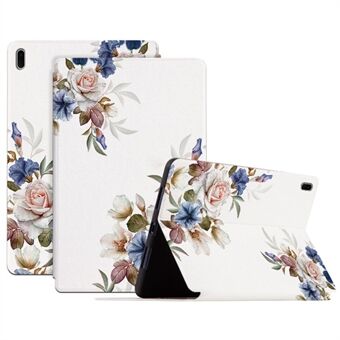 Samsung Galaxy Tab S7 FE / S7 Plus SM-T970 / S8 Plus monipuolinen suoja, kukkakuvioinen painettu tablettikotelo putoamisen estävä nahka + TPU-suojus Stand