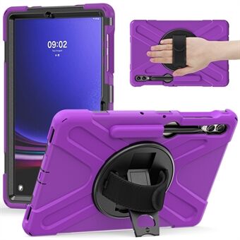 Samsung Galaxy Tab S7+ / S8+ / S9+ / S7 FE ​​rannelenkki tabletin suojakotelo, naarmuuntumaton PC+silikoni-tukitelinekansi