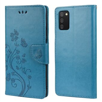 Butterfly Flower Imprint PU-nahkainen lompakkopuhelintelineen kansi Samsung Galaxy Stand :lle (166,5 x 75,98 x 9,14 mm)