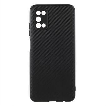 Hiilikuiturakenne, liukastumista estävä iskunkestävä pehmeä TPU-puhelinkotelo Samsung Galaxy A03s:lle (166,5 x 75,98 x 9,14 mm) - musta