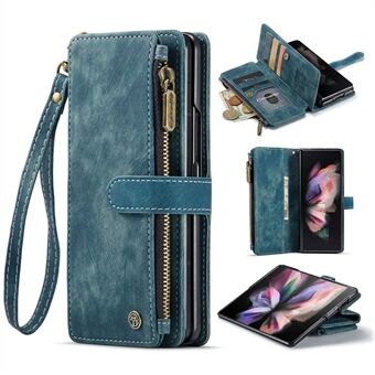 CASEME C30 Series Samsung Galaxy Z Fold3 5G vetoketjullinen tasku lompakko iskunkestävä PU nahkainen useita korttipaikkoja Stand puhelimen kansi