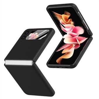 Anti-Drop PU-nahkapäällysteinen kova PC-takapuhelimen kotelo karkaistulla lasilla näytönsuojalla Samsung Galaxy Z Flip3 5G:lle