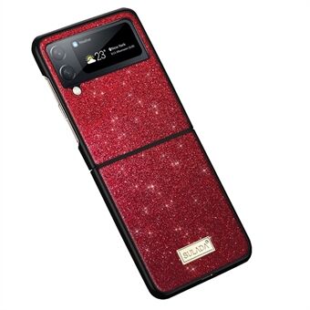 SULADA Samsung Galaxy Z Flip3 5G Glitter Sequins -puhelimen suojakuori PU-nahkapäällysteinen PC + TPU-hybridikotelo