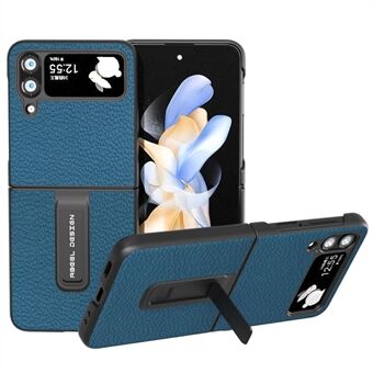 ABEEL Samsung Galaxy Z Flip3 5G Kickstand puhelimen suojus Litchi Texture lehmännahkainen nahka + PC kotelo