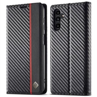 LC.IMEEKE Carbon Fiber Texture Stand Design PU-nahkainen magneettinen automaattisesti sulkeutuva puhelinkotelon kansi Samsung Galaxy A13 5G / A04s 4G:lle (164,7 x 76,7 x 9,1 mm)