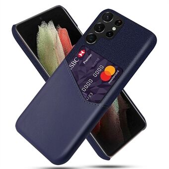 KSQ pudotuksenkestävä PU-nahkapäällysteinen kova PC-puhelinkotelon kangaskuori, jossa yksi korttipaikka Samsung Galaxy S22 Ultra 5G:lle