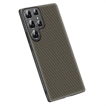 Erittäin ohut puhelimen takakuori Samsung Galaxy S22 Ultra 5G -hiilikuitutekstuurille PU-nahkapäällysteinen PC- Scratch puhelinkotelo