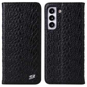 FIERRE SHANN Samsung Galaxy S22 5G:lle päällyskerroksinen lehmännahkainen krokotiilirakenne Stand Magneettinen puhelinkotelo