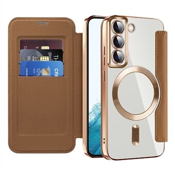 Korttitelineen puhelinkotelo Samsung Galaxy S22 5G:lle Yhteensopiva MagSafe Leather+TPU RFID-estopuhelinkotelon kanssa
