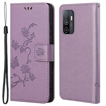 Käytännöllinen lompakko toiminnallinen puhelinkuori painettu perhoset kukka putoamisen estävä PU-nahkainen puhelintelineen Stand Samsung Galaxy A33 5G:lle