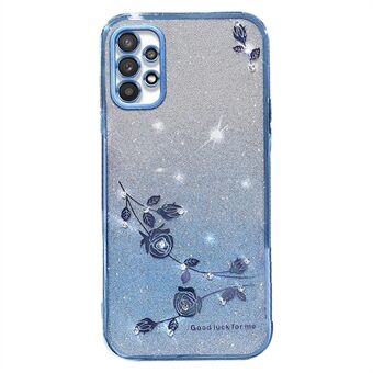 Samsung Galaxy A53 5G Gradient Glitter TPU Cover Flower tekojalokivi Decor -pudotusta estävälle puhelinkuorelle