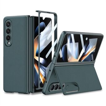 GKK Samsung Galaxy Z Fold4 5G Magneettinen Flip Kickstand puhelinkotelo Tarkka leikkaus, Nahkapäällysteinen PC-kansi karkaistulla lasinäyttökalvolla