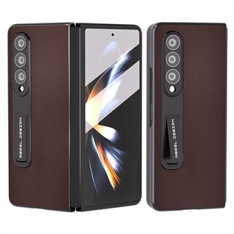 ABEEL Samsung Galaxy Z Fold4 5G Kickstand -puhelinkotelolle aitoa lehmännahkaa + PC-suojus etunäytön kalvolla