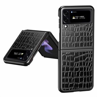 Samsung Galaxy Z Flip4 5G naarmuuntumattomalle Scratch puhelinkuorelle krokotiilirakenne PU-nahkapäällysteinen kova PC-takakansi
