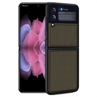 Iskunkestävä puhelimen suojus Samsung Galaxy Z Flip4 5G:lle, hiilikuiturakenne PU-nahkapäällysteinen PC-pudotuksen estävä puhelinkotelo
