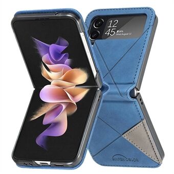BINFEN COLOR PU-nahkakuori Samsung Galaxy Z Flip4 5G:lle geometriselle painettu puhelimen suojus