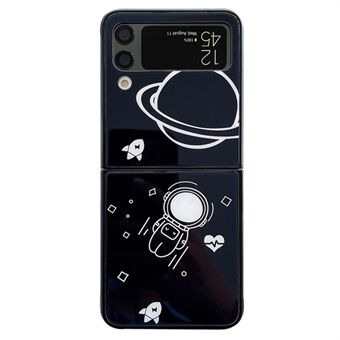 Samsung Galaxy Z Flip4 5G Astronaut Pattern Lasi+PC-puhelinkotelolle Taitettava puhelimen kansi