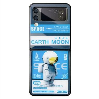 Samsung Galaxy Z Flip4 5G Glass+PC:lle taitettavalle puhelinkotelolle Astronaut Pattern matkapuhelimen suojakuori