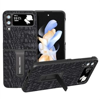 ABEEL Samsung Galaxy Z Flip4 5G Suojakuorelle Aito lehmännahka+PC Kickstand puhelinkotelo