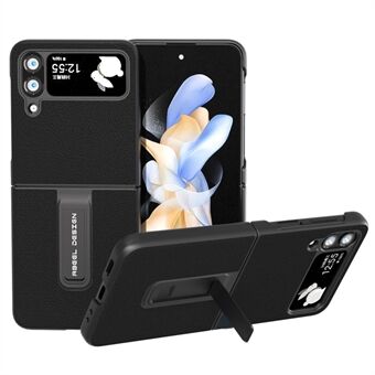 ABEEL Samsung Galaxy Z Flip4 5G:lle aito lehmännahka + PC-puhelinkotelo taitettava tukijalusta