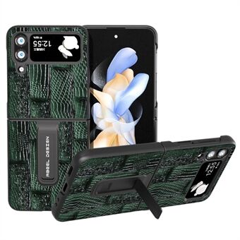 ABEEL Samsung Galaxy Z Flip4 5G Mahjong Texture -liukuestekotelolle Aito lehmännahka + PC-telineen puhelimen kansi