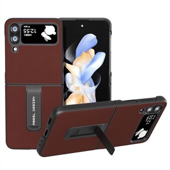 ABEEL for Samsung Galaxy Z Flip4 5G lehmännahkainen nahkapäällysteinen PC ohut puhelinkotelo Kickstand iskunkestävä kansi