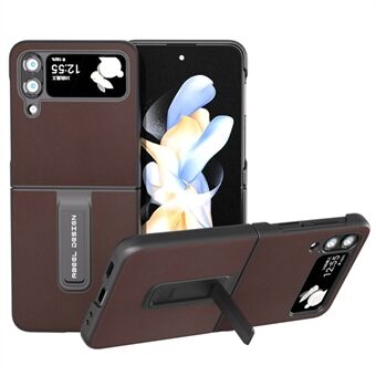 ABEEL Samsung Galaxy Z Flip4 5G Nappa Texture -puhelinkotelolle aitoa lehmännahkaa + PC-suojus jalustalla