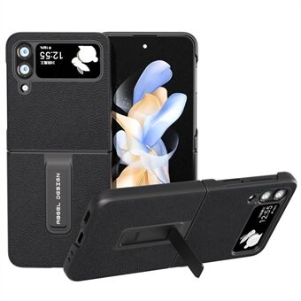 ABEEL Samsung Galaxy Z Flip4 5G puhelimen seisontakotelolle Litchi Texture lehmännahkainen nahkapäällysteinen PC-suojus