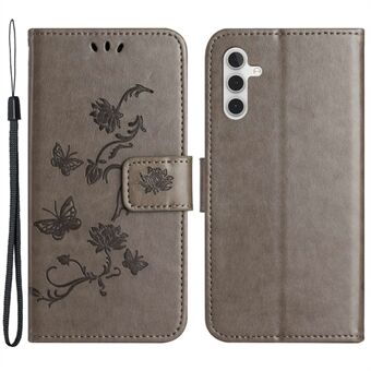 Samsung Galaxy A14 5G / A14 4G Täyssuojalle Butterfly Flower -painettu puhelinkuori PU-nahka + TPU- Scratch Stand kansi