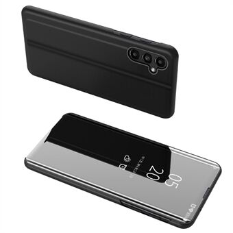 Samsung Galaxy A14 5G / A14 4G Näkymäikkuna PU Stand Teline Peili Galvanoitu puhelimen suojakuori