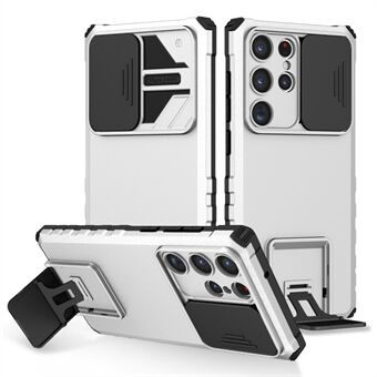 Samsung Galaxy S23 Ultra Slide Camera Protection Kickstand Phone Case PC + TPU-suojakuori