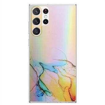 Samsung Galaxy S23 Ultra Colorful Laser-iskunkestävä TPU-puhelimen kotelo, kohokuvioinen marmorikuvioinen kansi