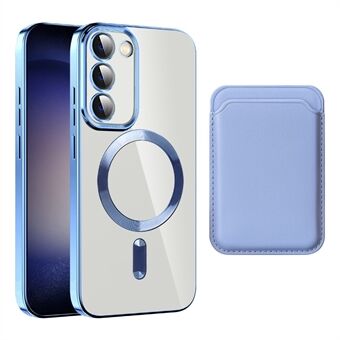 Samsung Galaxy S23 TPU + PC:lle läpinäkyvä puhelinkotelo Magneettinen puhelimen kansi korttitelineellä