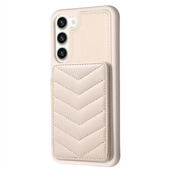 BF26 Samsung Galaxy S23 Kickstand -puhelimen kotelolle Wave Stitching Texture Card -pidike TPU+PU-nahkainen puhelimen kansi