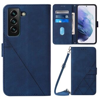 YB Imprinting Series-2 Samsung Galaxy S23+ Business PU Stand lompakkokotelolle painettu linjoja puhelimen kansi olkahihnalla