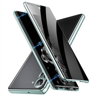 Samsung Galaxy S23+ Anti-peep -puhelimen takakansi Yksipuolinen karkaistu lasi + PC-paneeli Iskunkestävä puhelinkotelo turvasoljella ja magneettisella adsorptiometallikehyksellä