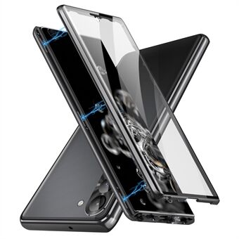 Samsung Galaxy S23+:lle yksipuolinen karkaistu lasi + PC-paneeli kirkas puhelinkuori Magneettinen adsorptio metallirunko Scratch puhelimen suojus turvasoljella