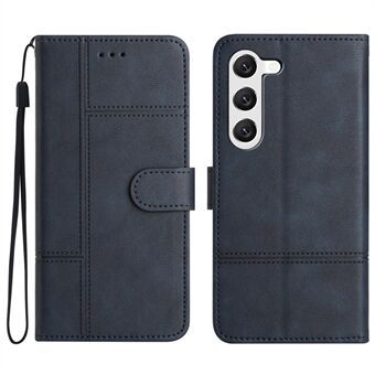 Samsung Galaxy S23+:lle lehmännahkakuvio Business Style Roiskesuojattu PU-nahkainen Flip Cover Stand Puhelinkotelo