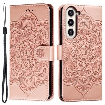 Samsung Galaxy S23+:lle painatus Mandala Flower Phone Cover Flip PU Nahkainen Stand Suojakotelo