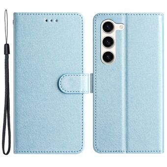 Samsung Galaxy S23+ PU-nahkainen Stand suojus Silk Texture Wallet -puhelinkotelo hihnalla